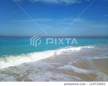 Blue sea view United Arab Emirates. Sharjah beach. Blue sea view United Arab Emirates. Sharjah beach. 124728065