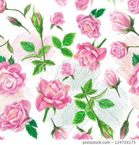 Handdrawn pattern illustration with roses 124728175
