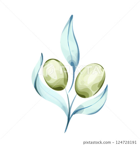 Exploring the beauty of olives and olive oil through watercolor illustration in vibrant tones Exploring the beauty of olives and olive oil through watercolor illustration in vibrant tones 124728191