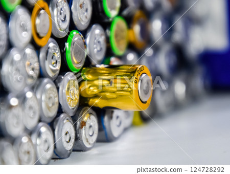 Salt and alkaline batteries, source of energy for portable technology. AAA and AA batteries Salt and alkaline batteries, source of energy for portable technology. AAA and AA batteries 124728292