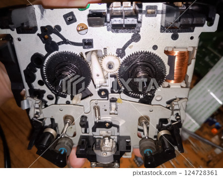 Tape pulling mechanism of the cassette deck. tape recorder Tape pulling mechanism of the cassette deck. tape recorder 124728361