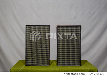 Vintage shelf columns from Soviet Union. Vintage speakers Vega 15ac-404 124728372