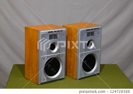 Vintage shelf columns from Soviet Union. Vintage speakers Vega 25ac-101 Acoustics for high-quality listening to music Vintage shelf columns from Soviet Union. Vintage speakers Vega 25ac-101 Acoustics for high-quality listening to music 124728388