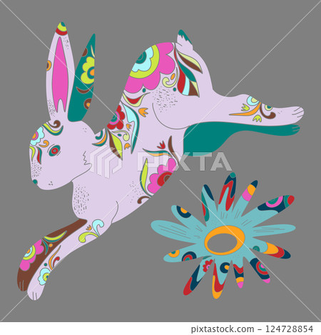 happy easter, folk art style, vector element happy easter, folk art style, vector element 124728854