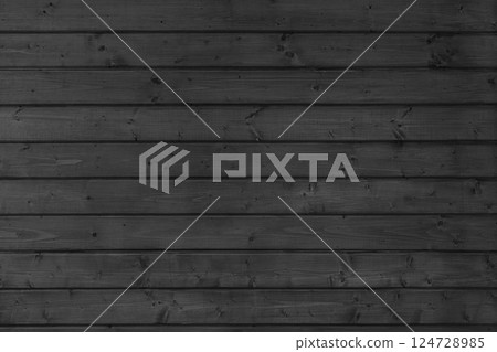 Wooden vertical black painted plank texture, timber background, wall panels suface 124728985