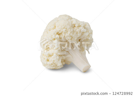 Piece, fragment, chopped branch of organinc fresh raw cauliflower macro isolated on white background 124728992