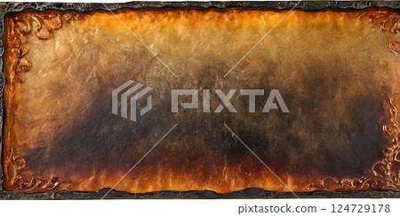 Burnt Aged Parchment Paper with Charred Edges - Blank Old Paper Texture 124729178