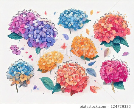 Background of red hydrangeas on a rainy day Background of red hydrangeas on a rainy day 124729323