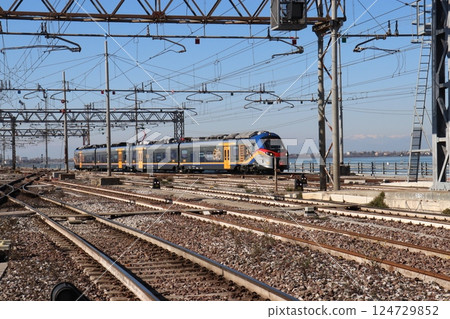 Arrival of local train, Santa Lucia Station, Venice, Italy 124729852