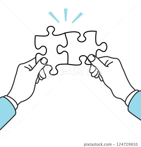 Illustration of a hand holding a puzzle Illustration of a hand holding a puzzle 124729910