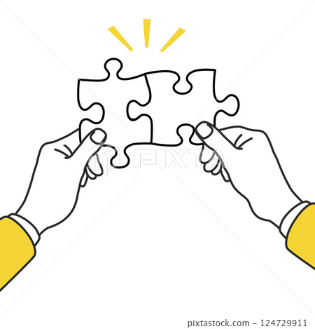 Illustration of a hand holding a puzzle Illustration of a hand holding a puzzle 124729911