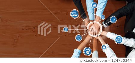 Collaborative Business Meeting on Innovation and Strategy, Teamwork, Concept of Shared Ideas and Hands Together on Wooden Table. Amity Collaborative Business Meeting on Innovation and Strategy, Teamwork, Concept of Shared Ideas and Hands Together on Wooden Table. Amity 124730344