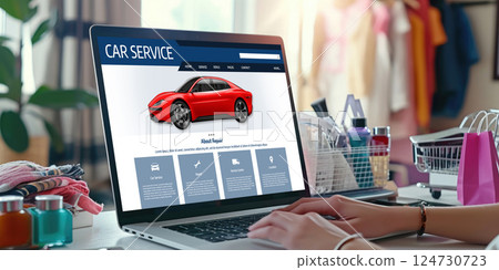 Car service website for online booking repair automobile brisk 124730723