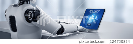 AI ethics responsibility standard law and rules on computer screen brisk 124730854