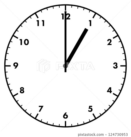 Simple clock illustration_1 o'clock Simple clock illustration_1 o'clock 124730953