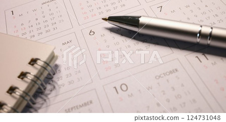 Calendar and ballpoint pen Schedule management Banner material 2:1 124731048