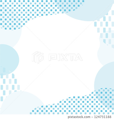 Pop background with Japanese patterns and fluid shapes, light blue Pop background with Japanese patterns and fluid shapes, light blue 124731188