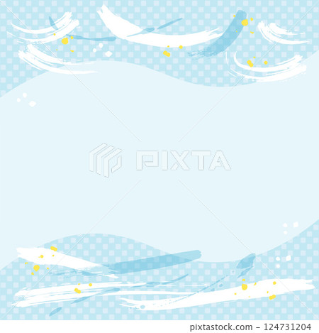 Japanese pattern and brush-painted design border background light blue 124731204
