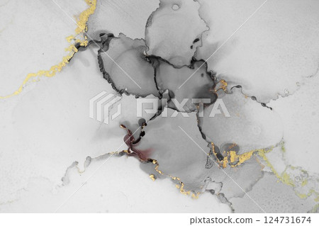 Marble ink abstract art from exemplary original painting abstract background 124731674