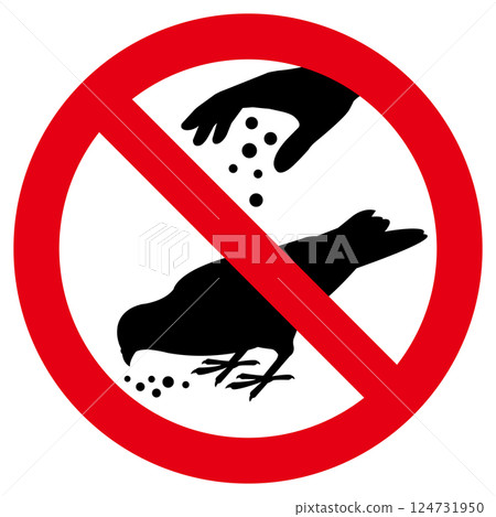 Pigeon feeding prohibition sign Pigeon feeding prohibition sign 124731950
