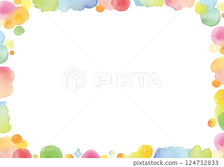 Fun white background frame of colorful paints 124732833