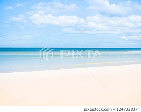 Sea Travel Shore Blue Water White Sky Season Summer Tropical Ocean Beautiful Wave Seascape Vacation Smooth Wallpaper Island Outdoor Tropical Coast Sandy Nature Landscape Space Background. Sea Travel Shore Blue Water White Sky Season Summer Tropical Ocean Beautiful Wave Seascape Vacation Smooth Wallpaper Island Outdoor Tropical Coast Sandy Nature Landscape Space Background. 124732837