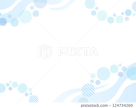 淺藍色波浪、點和條紋圖案圓框 淺藍色波浪、點和條紋圖案圓框 124734260