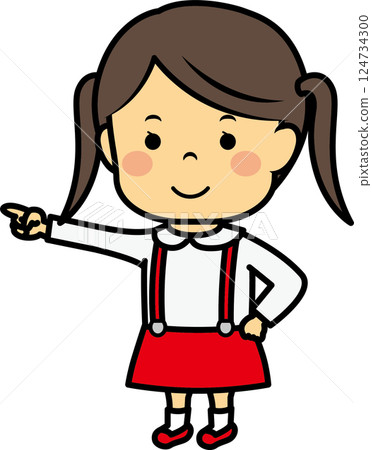 指著小學女孩 124734300