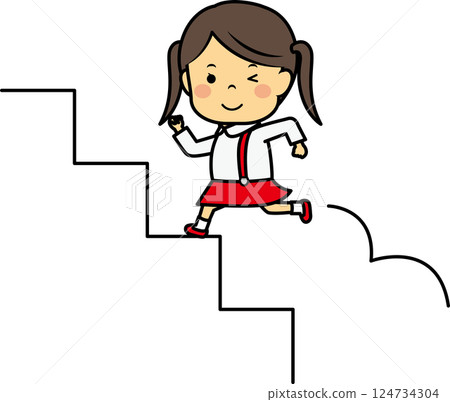 爬樓梯的小學女孩 爬樓梯的小學女孩 124734304