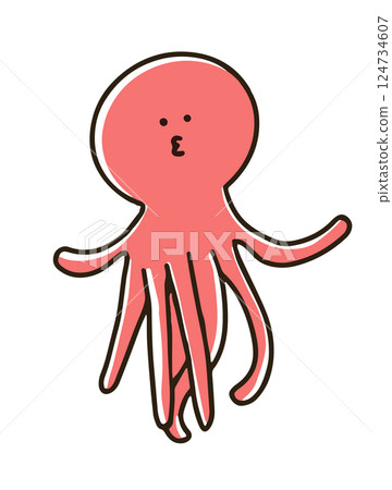 A cute and relaxed octopus illustration A cute and relaxed octopus illustration 124734607