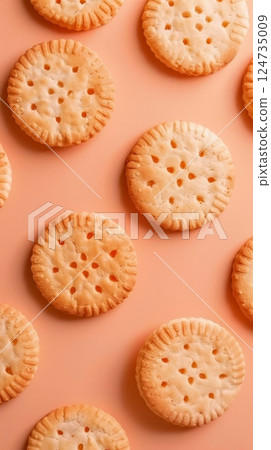 Cookies snack pattern isolated pink background crunchy dessert 124735009