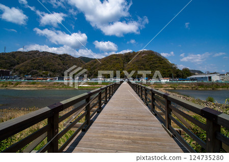 春天的神光寺橋，對面的山上櫻花盛開 124735280