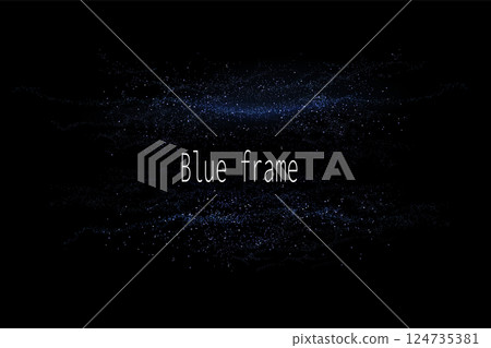 Isolated abstract blue frame with wave pattern on black background 124735381