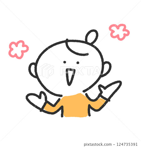 微笑的女人張開雙手，印象深刻，快樂，花 124735391