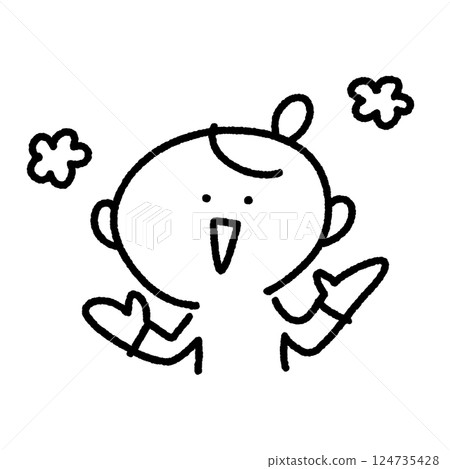 Smiling woman spreading her hands, impressed, happy, flowers 124735428