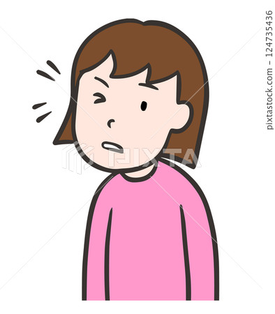 圖雷特氏症,運動抽動症狀,眨眼的女人 圖雷特氏症,運動抽動症狀,眨眼的女人 124735436