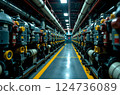 The engine room on the bulk cargo big ship. 124736089