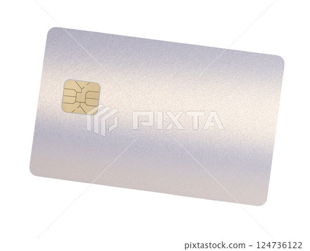 Card for financial service. Glossy plastic credit and debit bank card with chip, pearlescent texture 124736122