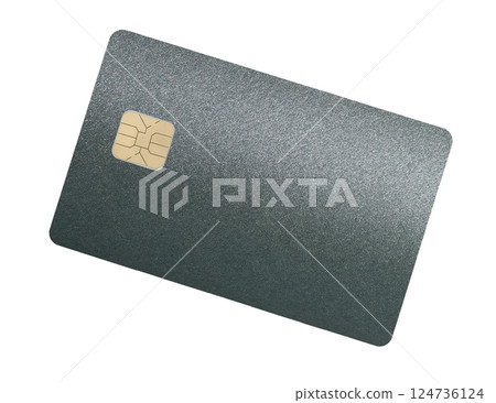 Card for financial payment. Glossy plastic credit and debit bank card with chip, green gradient, 124736124