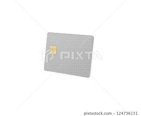 Card with retro halftone pattern. Plastic credit or debit card with chip, clean texture, elegant 124736131