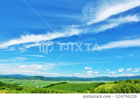 Hokkaido summer blue sky and earth Hokkaido summer blue sky and earth 124736229
