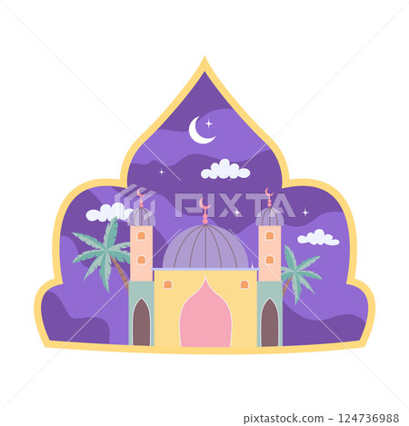 Kurban bayram illustration with mosque Kurban bayram illustration with mosque 124736988