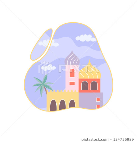 Kurban bayram illustration with mosque 124736989