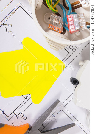 Electrical components for electric installations, construction drawings, work tools Electrical components for electric installations, construction drawings, work tools 124737081