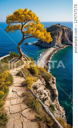 Tree on a cliff Tree on a cliff 124737578