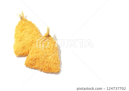 Horse mackerel fry photographed on white background 124737702