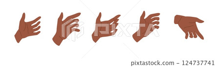 Hand gesture to hold, grab, grasp or grip something invisible. Empty pose, black skin, wrist, finger 124737741