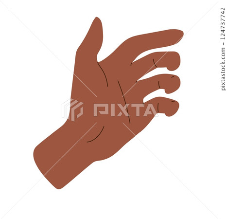 Hand grasping object, palm capture position. holding invisible item, grasping phone or bottle, 124737742