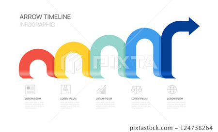 Curved Arrow timeline Infographic Template for Tax and Tariff Growth steps vector design. Curved Arrow timeline Infographic Template for Tax and Tariff Growth steps vector design. 124738264