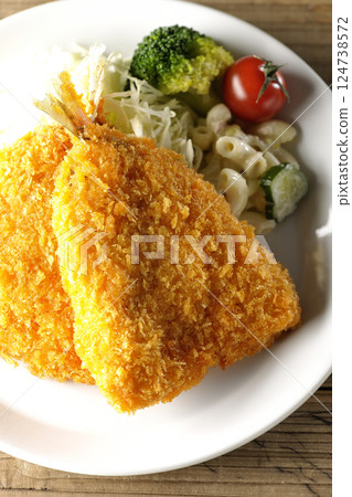 Aerial view of fried horse mackerel Aerial view of fried horse mackerel 124738572